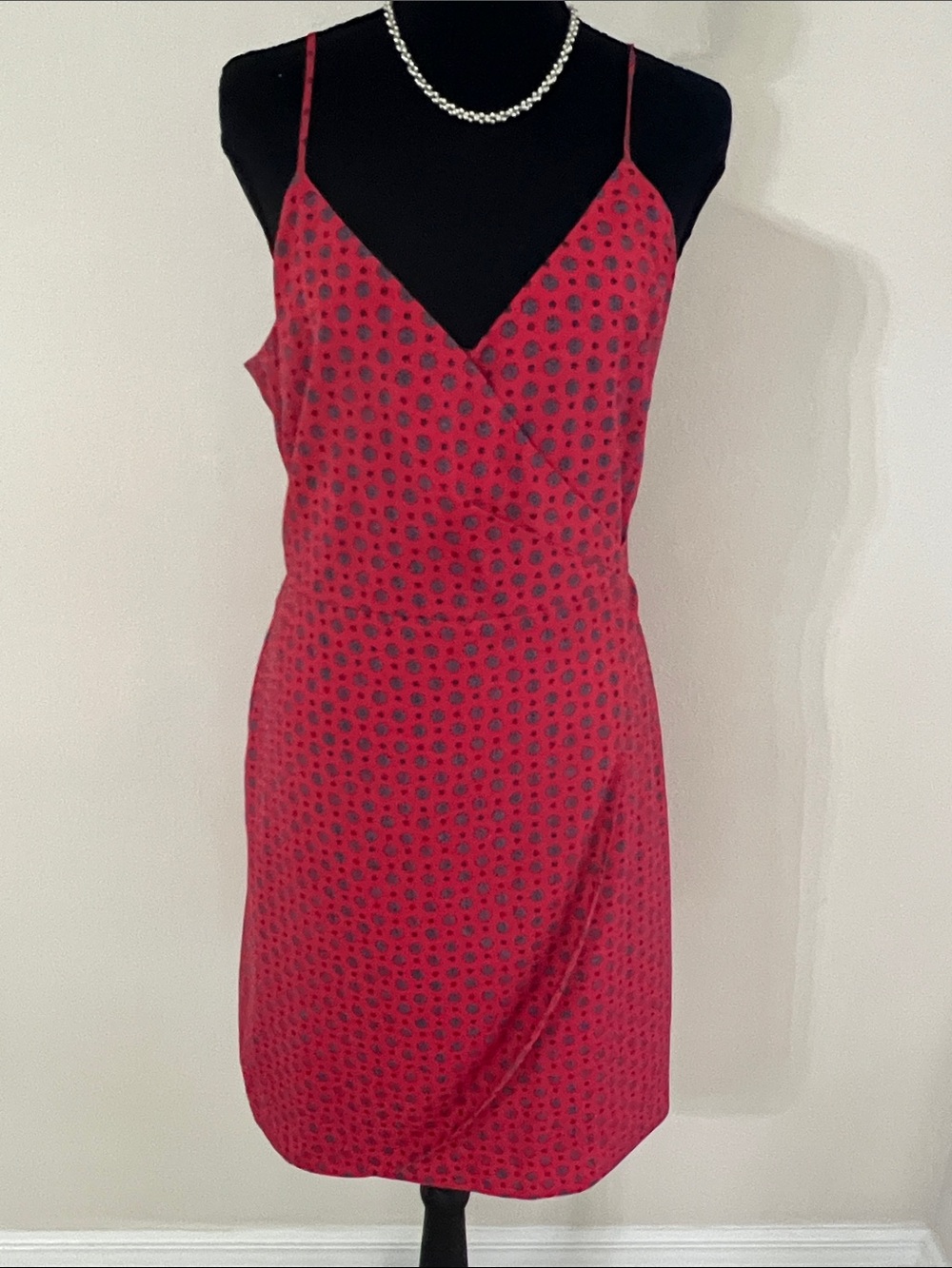 J.Crew Dress Size 6 Red Floral Wrap Slip Dress Tie Waist Spaghetti Strap 2016